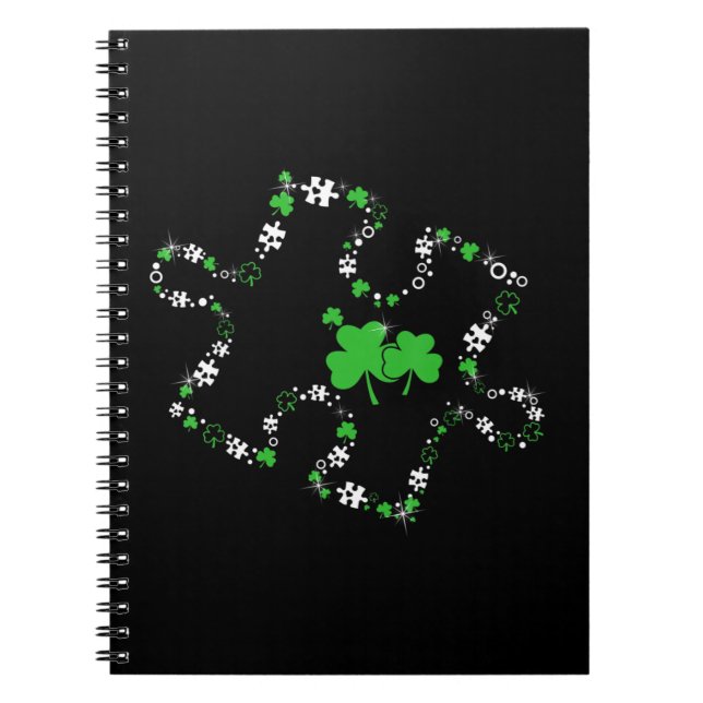 Cuaderno Rompecabezas Shamrock Autism Awareness Happy St Pa (Frente)