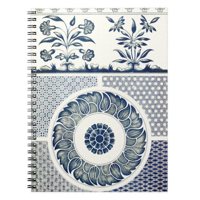 Cuaderno Ronda azul blanca floral china (Frente)