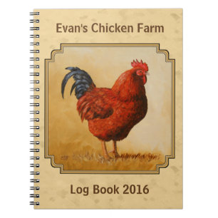 Cuaderno Rooster Rojo de Rhode Island Fondo Amarillo
