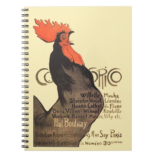 Cuaderno Rooster Steinlen Cocorico Arte francés (Frente)