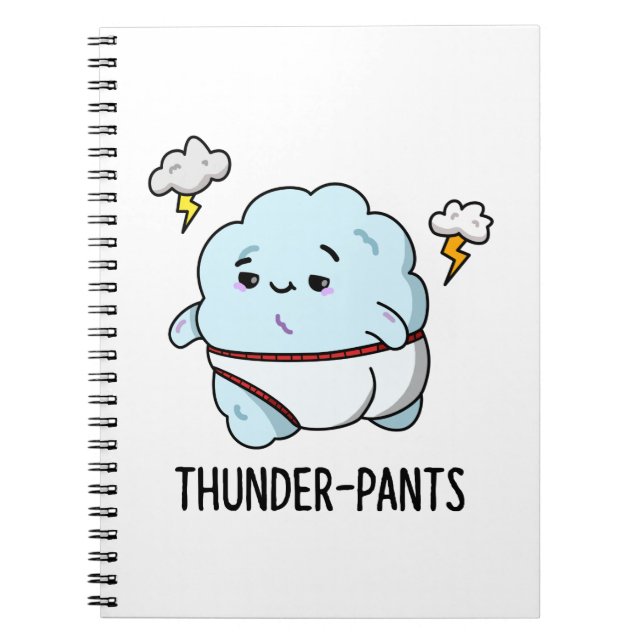 Cuaderno Ropa interior de nube divertida Thunderpants broma (Frente)