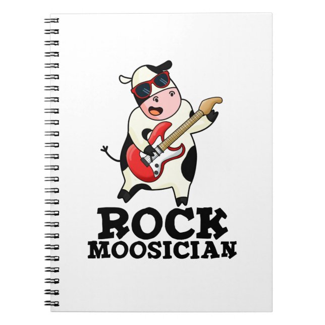 Cuaderno Roque Moosician Vaca Divertida Músico Chiste  (Frente)