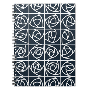 Cuaderno Rosa Art Deco Cuadrados estilizados azul marino fl