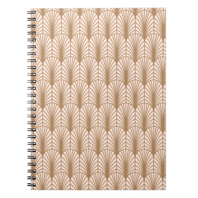 Cuaderno Rosa Art Deco: Las plumas de pavo real dorado (Frente)