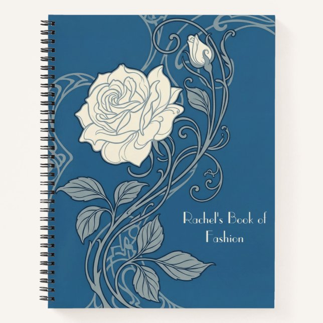 Cuaderno Rosa Art Nouveau Azul y Blanco (Anverso)