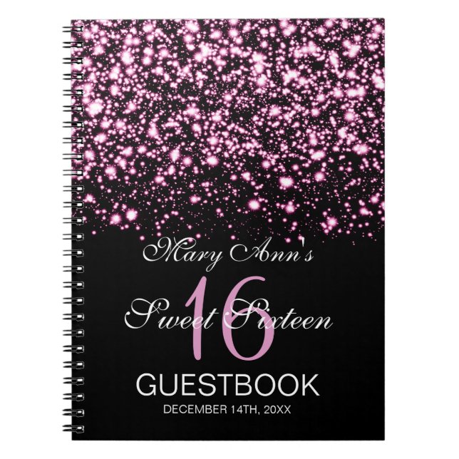 Cuaderno Rosa atractivo de medianoche del Guestbook del (Frente)