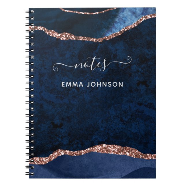 Cuaderno Rosa azul de la marina Agate de oro nombre de Geod (Frente)