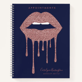 Cuaderno Rosa azul de la marina Oro goteo Purpurina Lips ma
