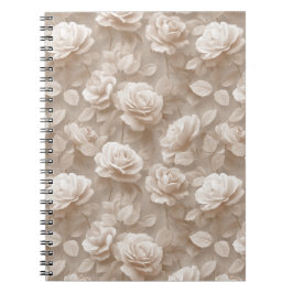 Cuaderno Rosa beige crema romántico patrón floral