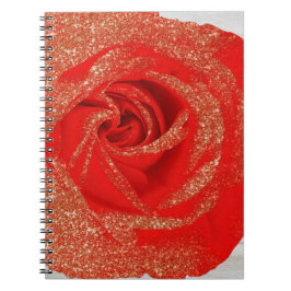 Cuaderno Rosa Blanca Madera Glitter Oro Rojo Shabby Chic