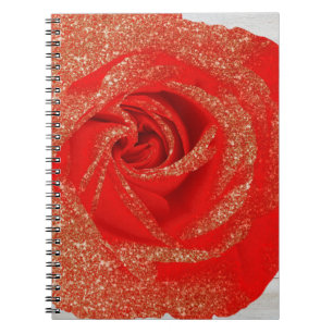 Cuaderno Rosa Blanca Madera Glitter Oro Rojo Shabby Chic