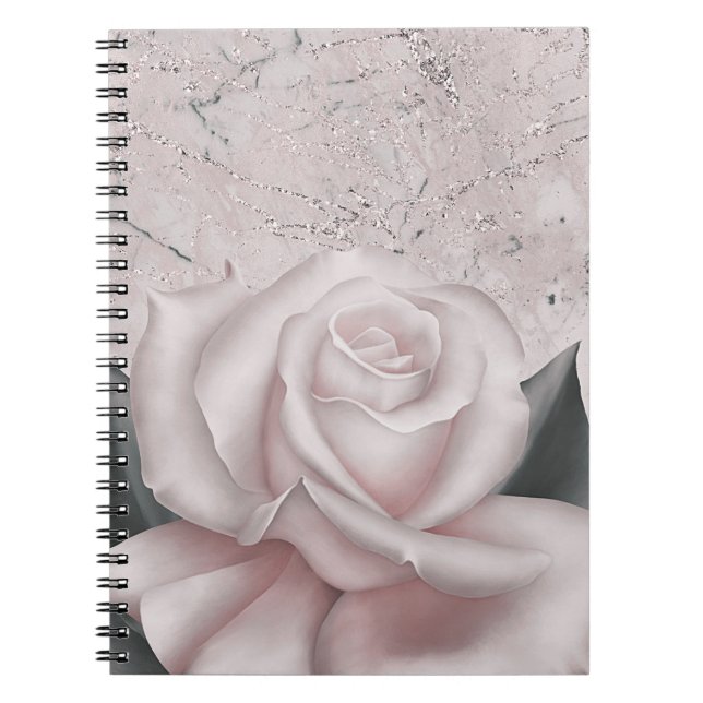 Cuaderno Rosa Blanca Rubor Glam Moderno Mármol Rústico Chic (Frente)