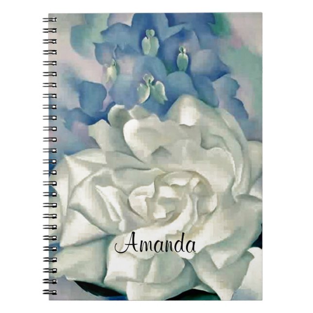 Cuaderno Rosa blanco y Larkspur del atontamiento Georgia (Frente)
