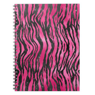 Cuaderno Rosa Brillante y Estampado Animal Glam Negro