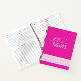 Cuaderno Rosa Brillante y Lunares