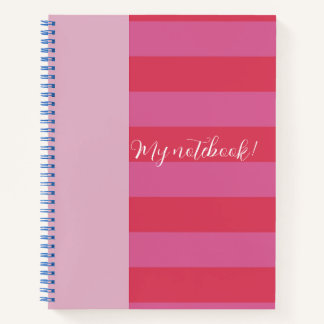 Cuaderno Rosa brillante y rojo alegre a rayas