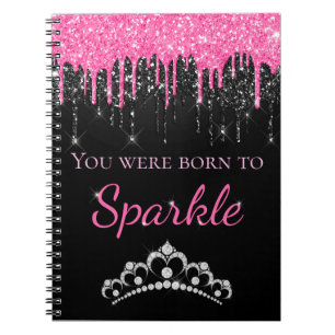 Cuaderno Rosa Caliente Brillante Falso Goteando Nacida para
