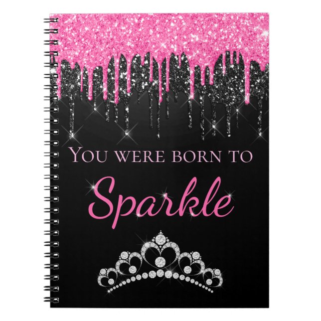 Cuaderno Rosa Caliente Brillante Falso Goteando Nacida para (Frente)