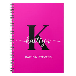 Cuaderno Rosa Caliente Monograma Negro