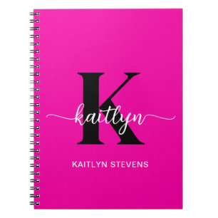 Cuaderno Rosa Caliente Monograma Negro