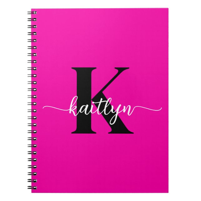 Cuaderno Rosa Caliente Monograma Negro (Frente)