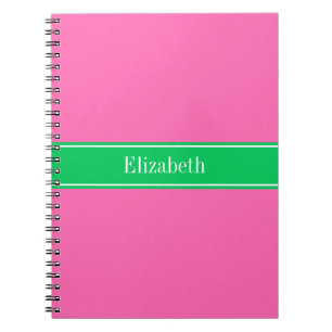 Cuaderno Rosa Caliente Sólido #2 Verde Esmeralda Rbn Nombre
