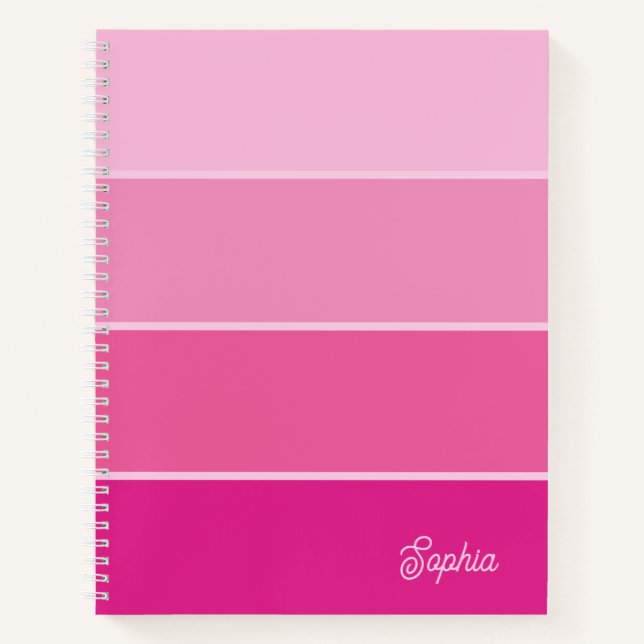 Cuaderno Rosa caliente vibrante | Bandas de Ombre con guión (Anverso)