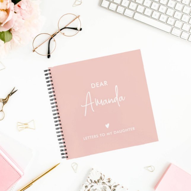 Cuaderno ROSA | Cartas a la memoria de Keepsake de mi hija (PINK MEMORY JOURNAL TO GIVE AS KEEPSAKE LETTERS TO MY DAUGHTER WITH HEART)