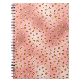 Cuaderno Rosa Claro Ombre y Dorado Glam Brillo Lunares