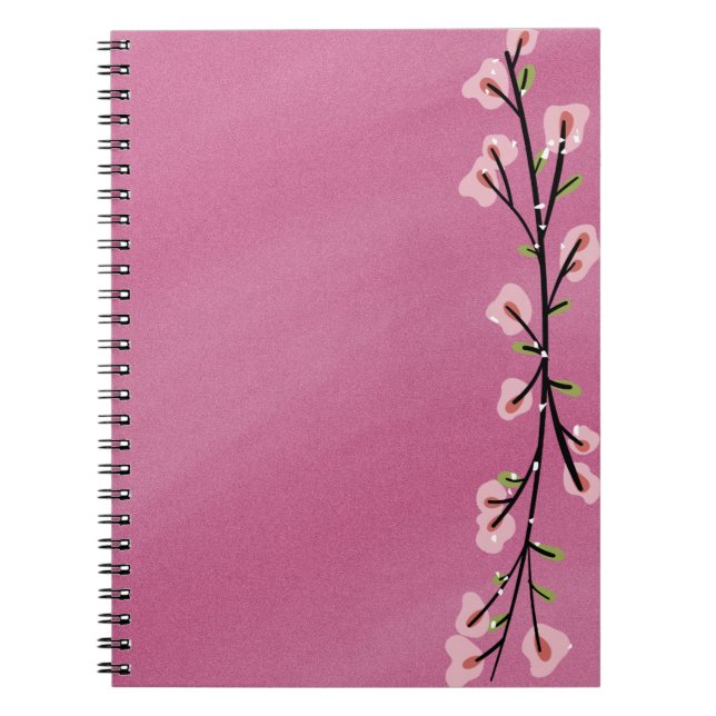 Cuaderno rosa con acento floral – Estética linda  (Frente)