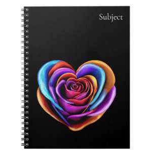 Cuaderno Rosa con forma de corazón colorido-