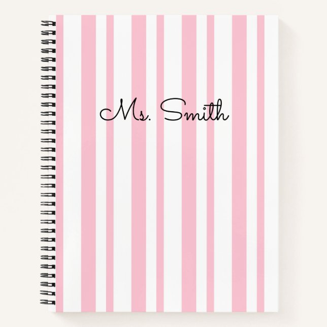 Cuaderno rosa con patrón de rayas pastel precioso (Anverso)