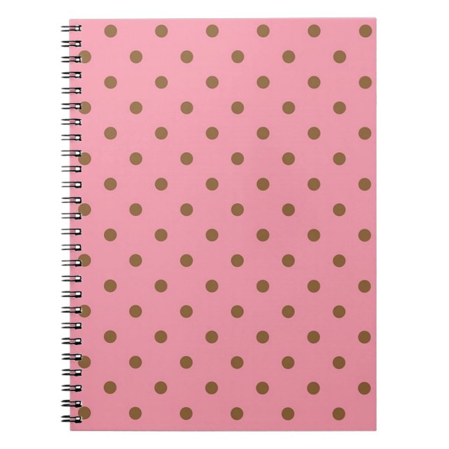 Cuaderno Rosa con puntos de polka marrón (Frente)