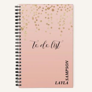 Cuaderno Rosa Con Purpurina Gold Personalizado Para Hacer L
