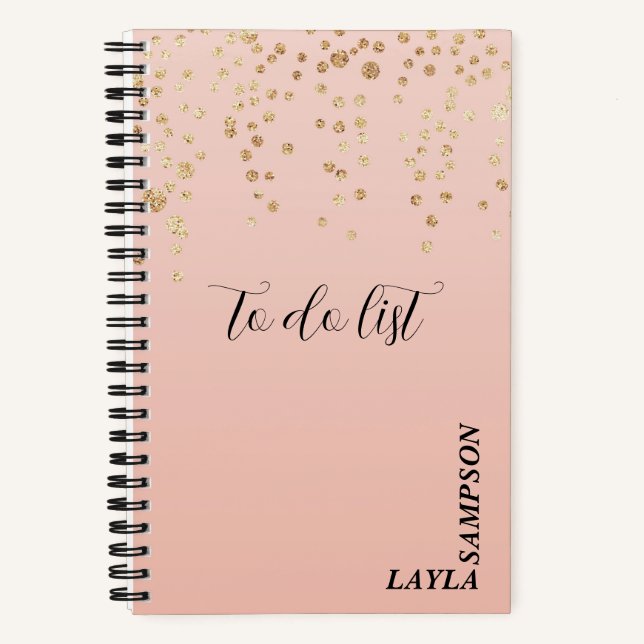 Cuaderno Rosa Con Purpurina Gold Personalizado Para Hacer L (Anverso)