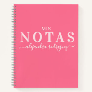 Cuaderno Rosa Coral Elegante con nombre