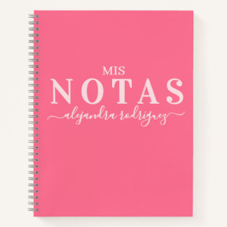 Cuaderno Rosa Coral Elegante con nombre