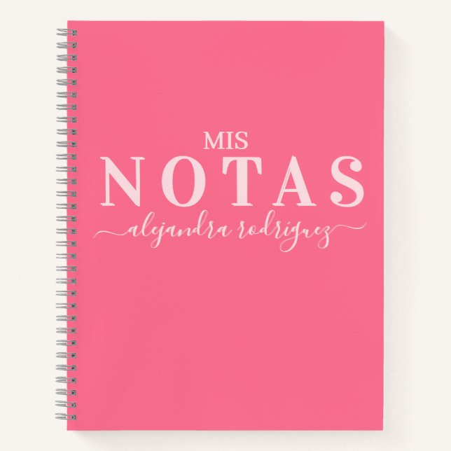Cuaderno Rosa Coral Elegante con nombre (Anverso)