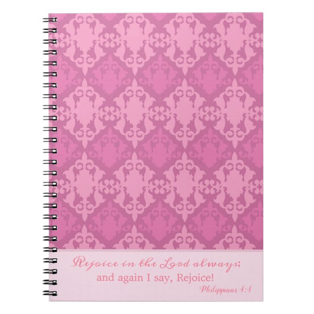 Cuaderno Rosa Damasco Alégrense siempre en el Señor (Frente)