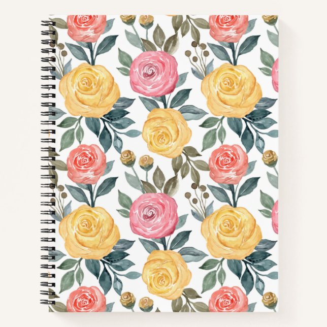 Cuaderno Rosa de acuarela rosa y amarillo (Anverso)
