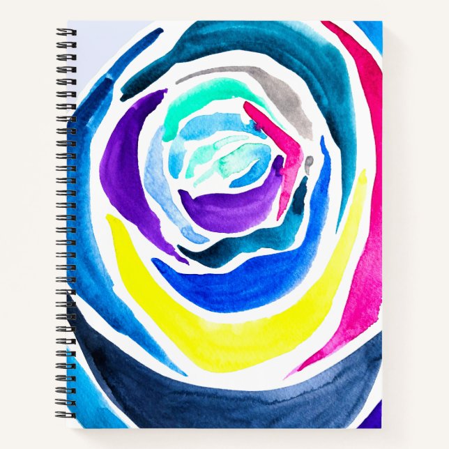 Cuaderno Rosa de arte pop azul acuarela (Anverso)