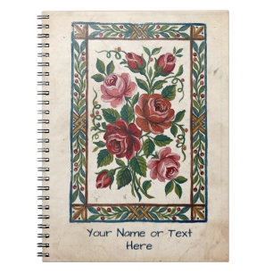Cuaderno Rosa de Arte Popular Francés - Floral Naif Antiguo