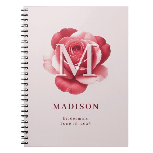 Cuaderno Rosa de Boda Personalizada con Nombre y Fecha de B (Frente)