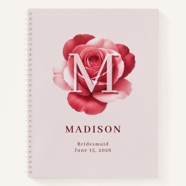 Cuaderno Rosa de Boda Personalizada con Nombre y Fecha de B (Anverso)