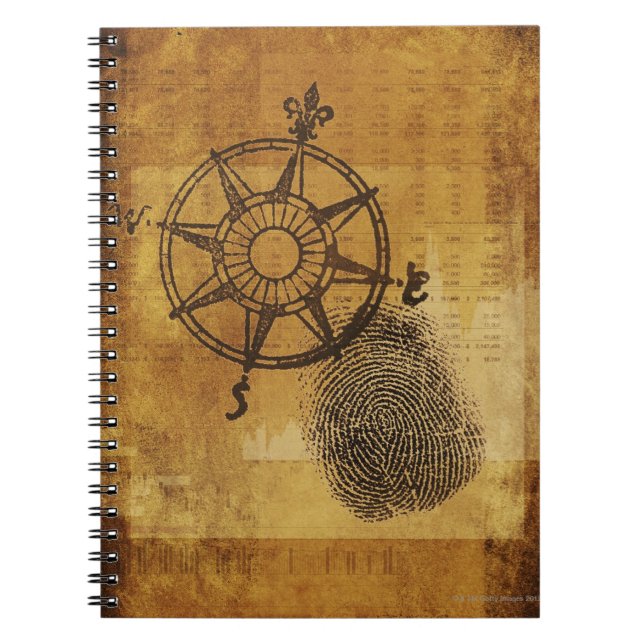 Cuaderno Rosa de brújula antigua con huella dactilar (Frente)