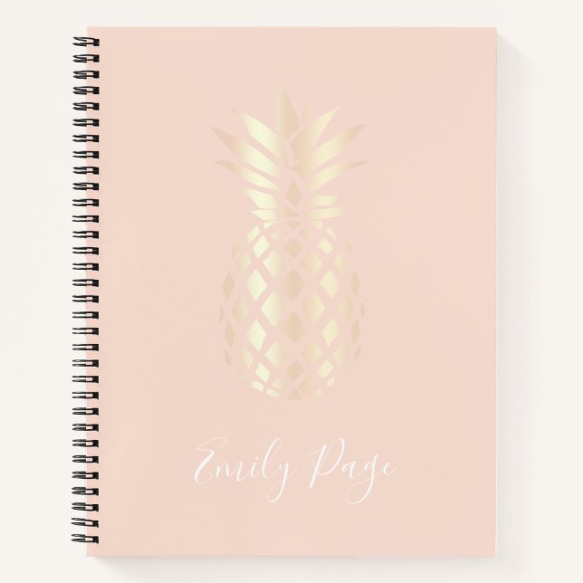 Cuaderno Rosa de cobre bonito piña y rosa rubor (Anverso)