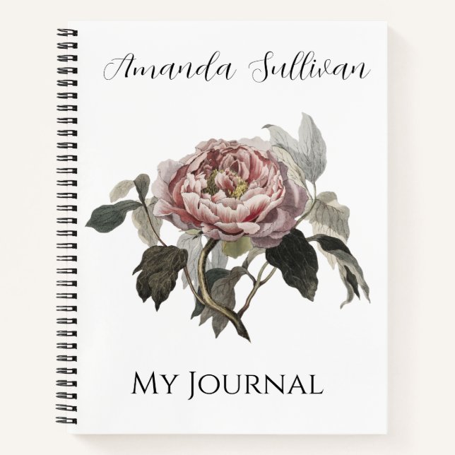 Cuaderno Rosa de col rosa dibujada a mano (PERSONALIZAR) (Anverso)