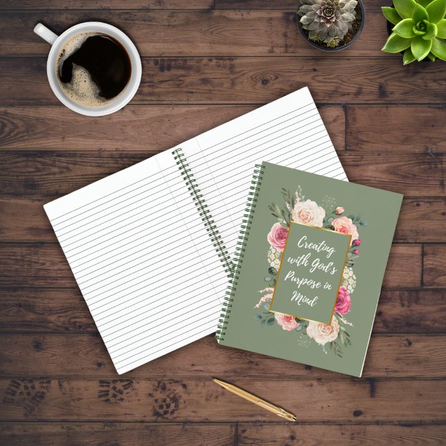 Cuaderno Rosa de color de agua con cita divina (Subido por el creador)