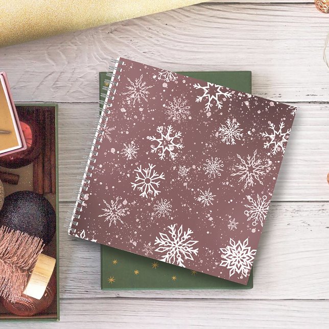 Cuaderno Rosa de copos de nieve blancos rosa (Subido por el creador)