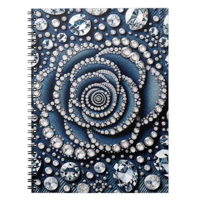 Cuaderno Rosa de Diamante y Brillo de Jeans Glam (Frente)